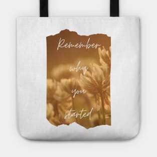 Remember Why You Started Inspirational Gift Motivational Tote