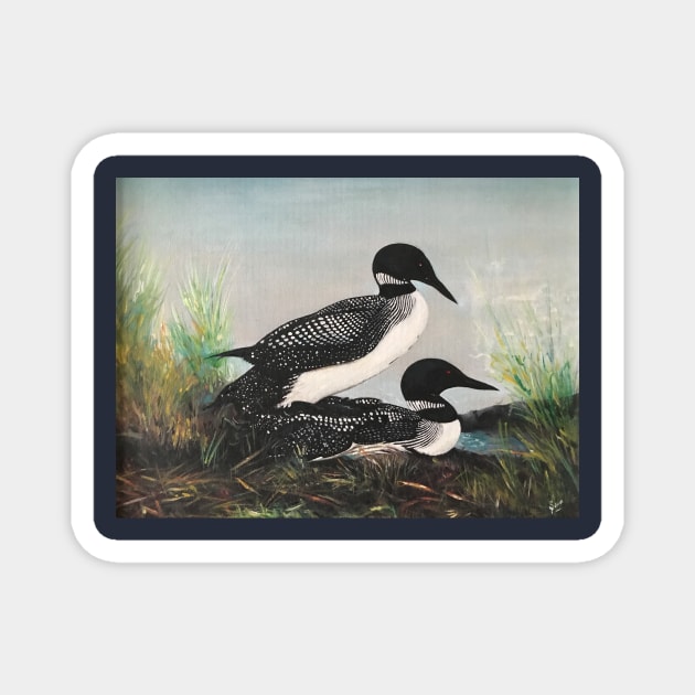 Two Loons in Perfect Tune Magnet by artdesrapides