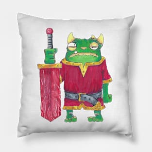 Green froblin with sword Pillow