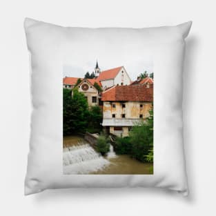 Skofja Loka River Front 1 Pillow