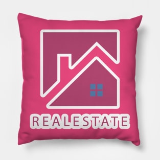 Creative Real Estate Sticker logo design. Property and Construction sticker logo design. Homes logo concept Real estate service and Growth house icon logo Pillow