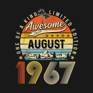 Awesome Since August 1967 Vintage 56th Birthday T-Shirt