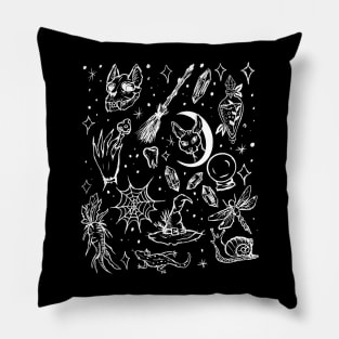 Witch's Coven, Snail, Punk, Goth, Pagan, Crystals, Occult Pillow