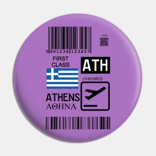 Athens Greece travel ticket Pin