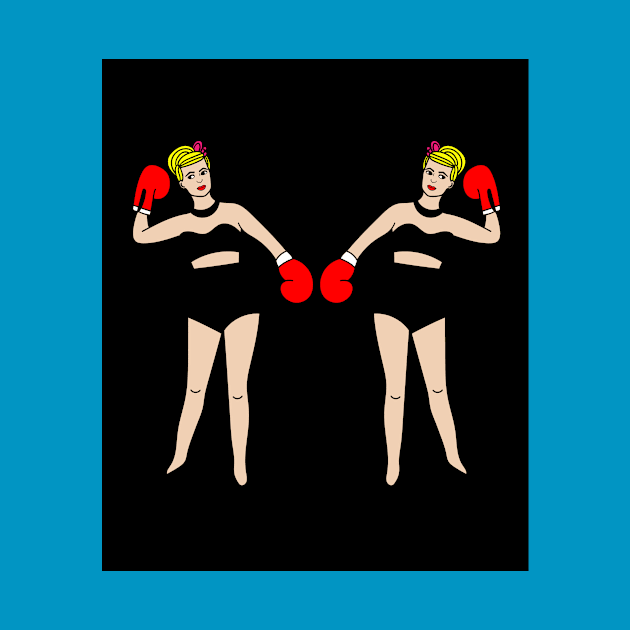 Boxing Female Boxer Retro Boxing Gloves by flofin