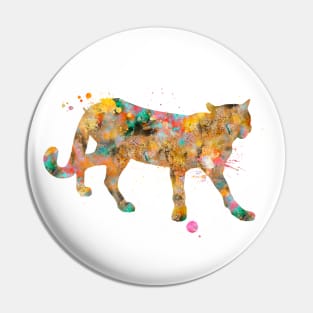 Cougar Watercolor Painting Pin