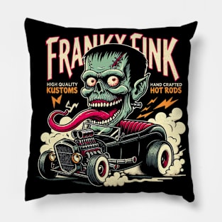 Custom Rod Frankenstein - Retro Creepy Cute Kustom Cars Classic Monster Pillow