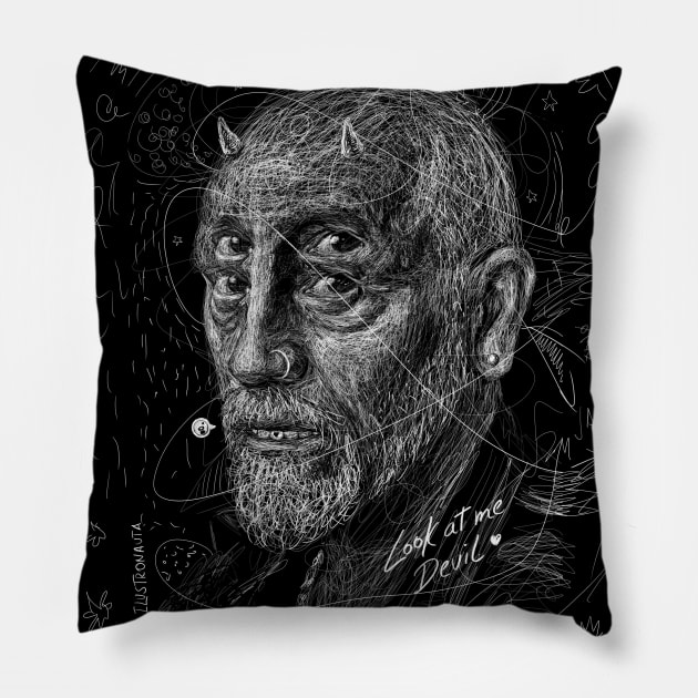 portrait devil Pillow by Ilustronauta