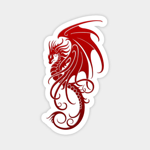 Flying Red Tribal Dragon Magnet by jeffbartels