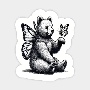 Vintage Butterfly Bear - Whimsical Forest Fairy Grizzly Magnet