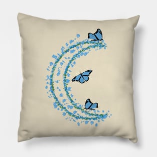 Crescent Moon Lunar Flowers Butterflies Pillow