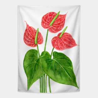 Flamingo flower watercolor Tapestry