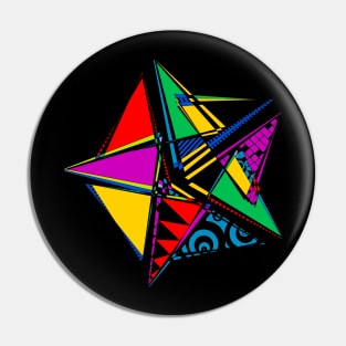 Data Art Maurer Rose | Abstract Funky Geometric Star Black Pin