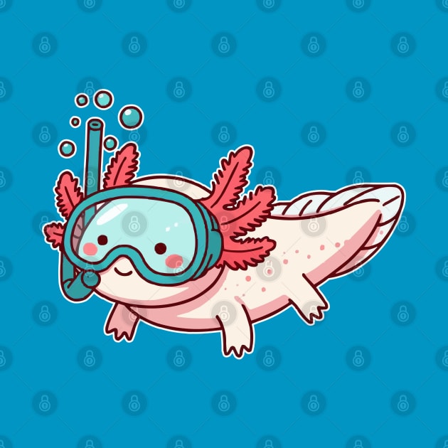 cute axolotl snorkeling by fikriamrullah