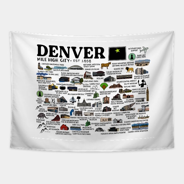Denver Map Tapestry by fiberandgloss