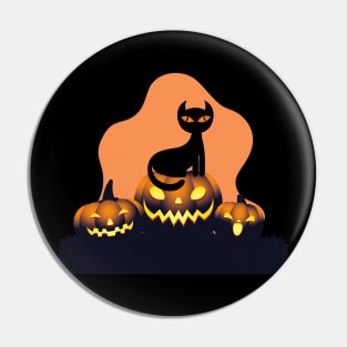 Halloween Spooky Pumpkins Black Cat and Happy Fall Season Autumn Vibes Happy Halloween Pin