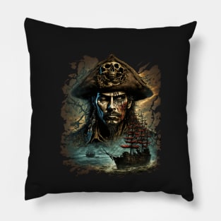 Captain Blackbeard Gothic Pirate Metal Design Pillow