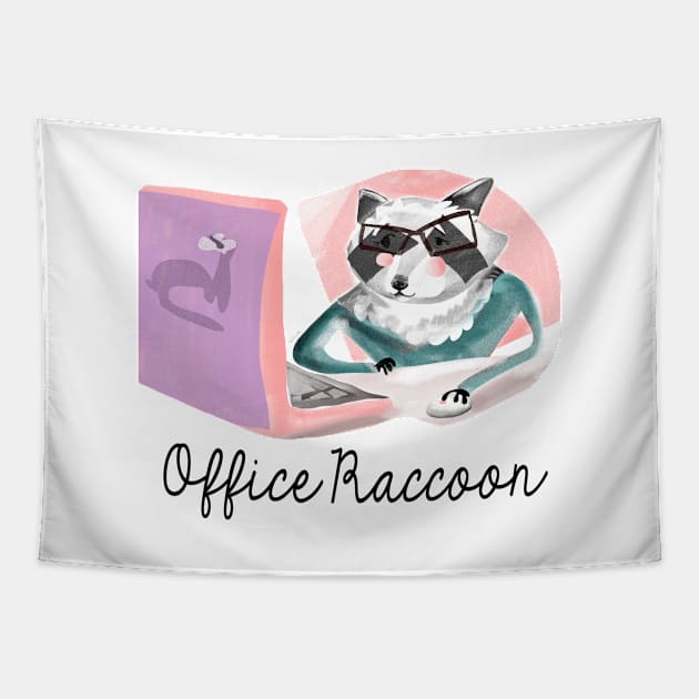 Office Raccoon Tapestry by belettelepink