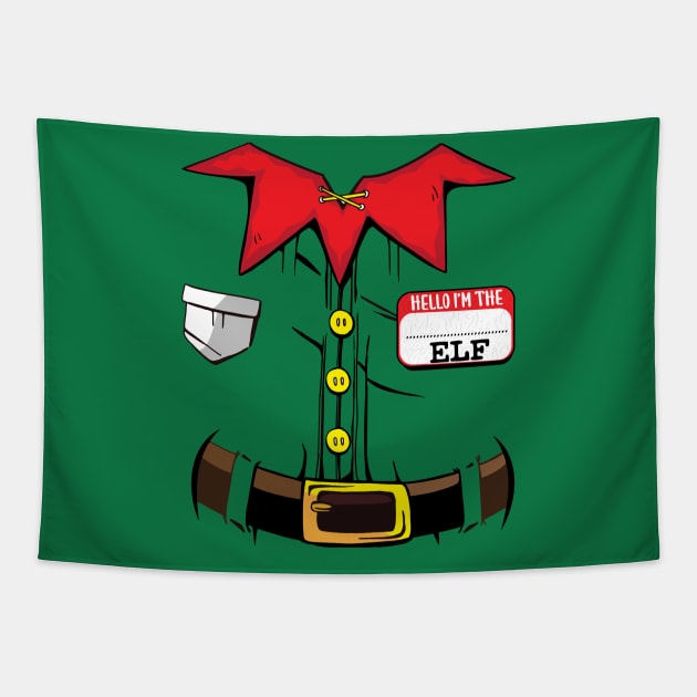 Custom Christmas Elf Shirt Add Your Text In Blank Name Tag Tapestry by Rebrand