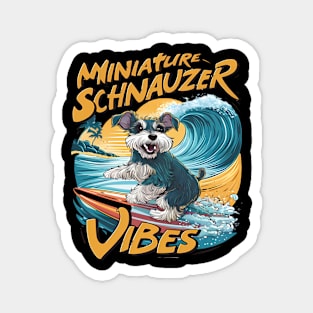 Wave-Riding Miniature Schnauzer Surfing Adventure Magnet