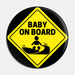 Baby on Surf Board - Surfing fans - Pregnancy Reveal Gift Idea Pin