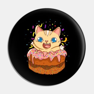 Birthday Cake Cat Surprise Kitty Pin