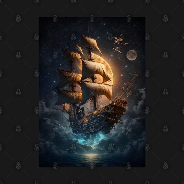 Fantasy Flying Pirate Ghost Ship by Art-Jiyuu