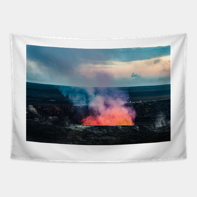 Erupting volcano Tapestry by KensLensDesigns