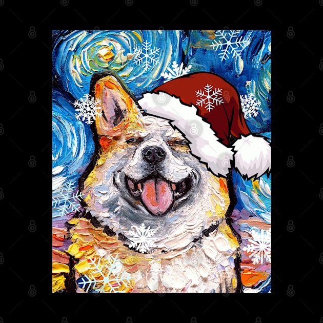 Smiling Corgi Santa by sagittariusgallery