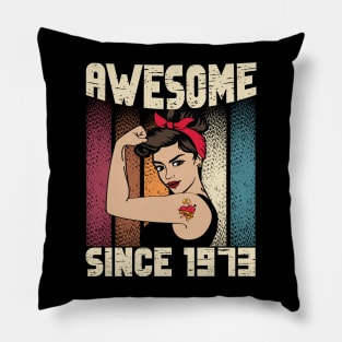 Awesome since 1973,49th Birthday Gift women 49 years old Birthday Pillow