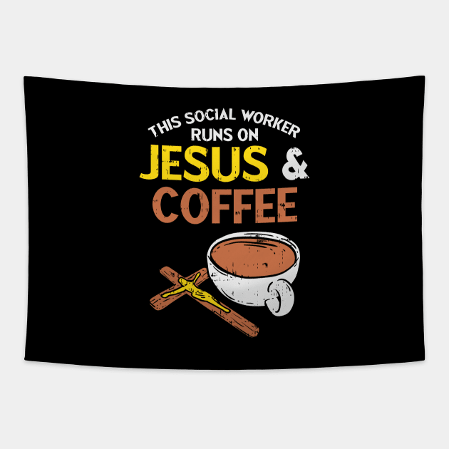 Funny Social Worker Work Coffee Gift Tapestry by Dolde08