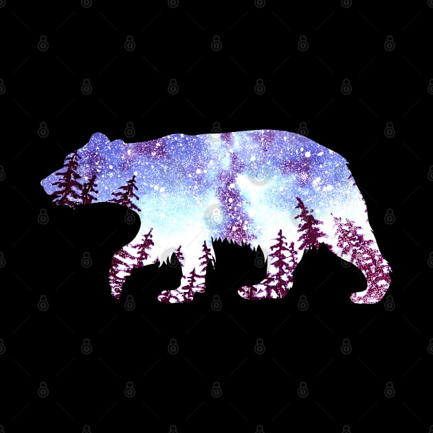 Grizzly Bear Forest Night Sky by Mila46