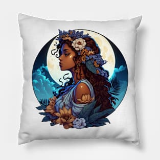 Hina Hawaiian Goddess of the Moon Illustration Mythology Pillow