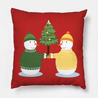 Cute snowmen and Christmas tree Pillow