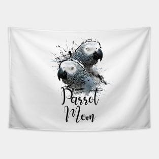 Color Splatter African Grey Parrot Mom White Tapestry