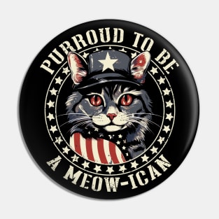 4th of July Cat Purroud To Be A Meowican, American Cat Woman Pin