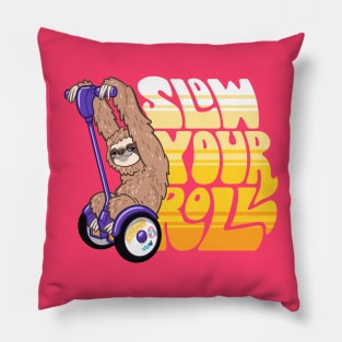 Slow Your Roll ~ Sloth on a Hoverboard Scooter Pillow