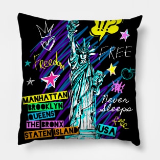 New York City, American liberty, freedom. Cool t-shirt quote trendy fashion Pillow