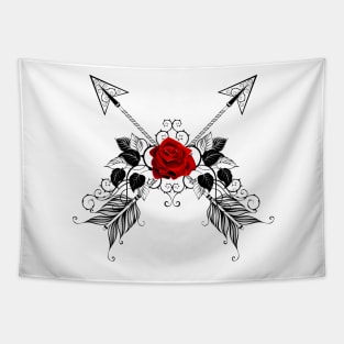 Black Arrows with Red Roses Tapestry