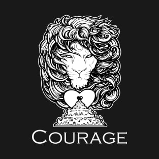 Heart of a Lion - Courage - White Outlined Version T-Shirt