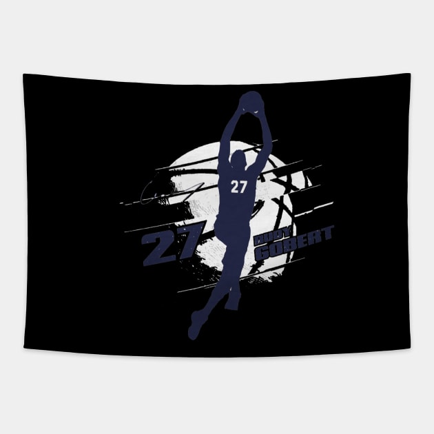 Rudy Gobert Minnesota Silhouette Tapestry by danlintonpro