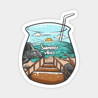 Summer Vibes Ocean Illustration Magnet