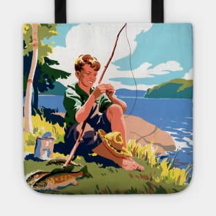 Vintage Travel Poster Canada for Fishing Tote