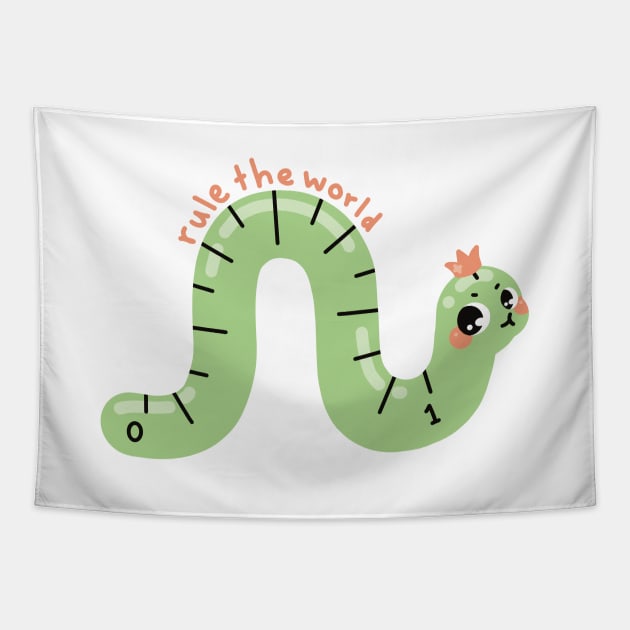 Rule the World Worm Pun Back to School Art Tapestry by Sweetums Art Shop