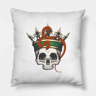 Skull in Crown and Snake Pillow