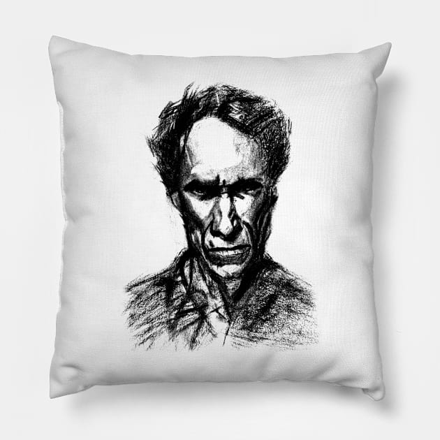 Clint Eeastwood Dirty harry illustration Pillow by Corvons