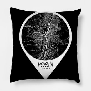 Medellin, Colombia City Map - Travel Pin Pillow