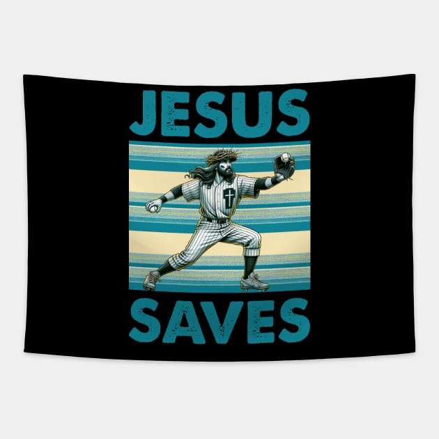 Baseball Jesus Saves Vintage Tapestry by Che Tam CHIPS