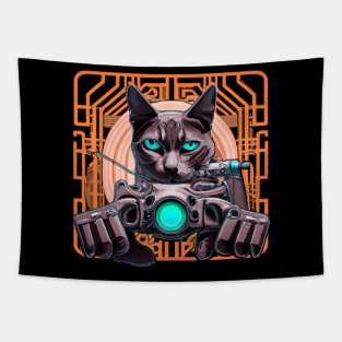 Cyberpunk Kitty Tapestry