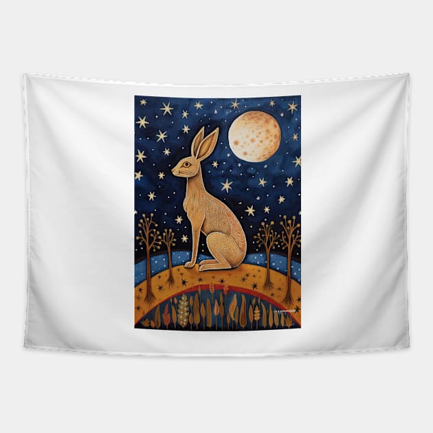 Moonlit Reverie: The Hare's Serenity Tapestry by thewandswant